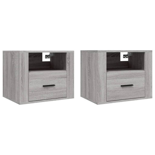 Comodini a Muro 2 pz-Set di 2 Tavolino da notte Grigio Sonoma 50x36x40 cm