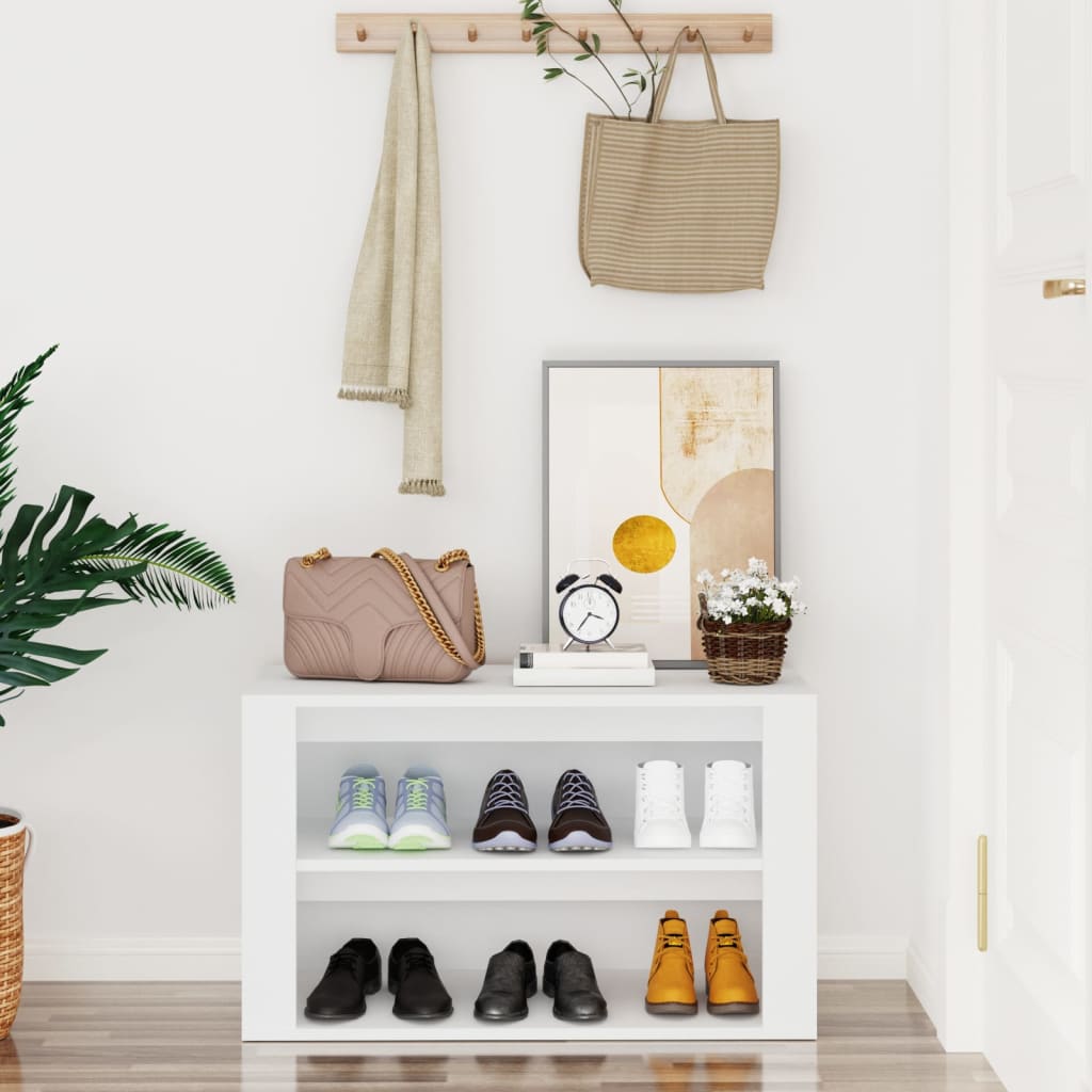 Scarpiera Bianca 75x35x45 cm in Legno Multistrato 816896