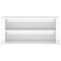 Scarpiera Bianco Lucido 100x35x45 cm in Legno Multistrato 816906
