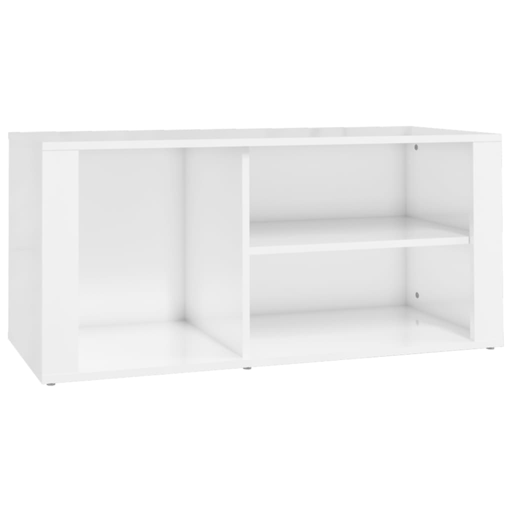 Scarpiera Bianco Lucido 100x35x45 cm in Legno Multistrato 816922