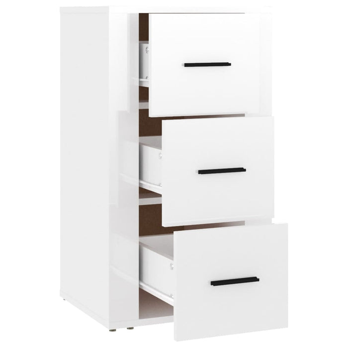 Credenza Bianco Lucido 40x33x70 cm in Legno Multistrato 819422