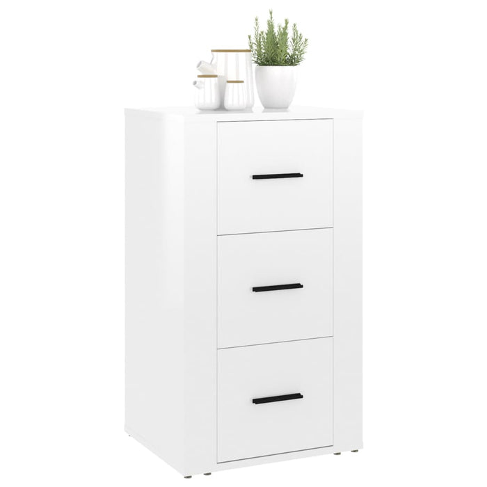 Credenza Bianco Lucido 40x33x70 cm in Legno Multistrato 819422