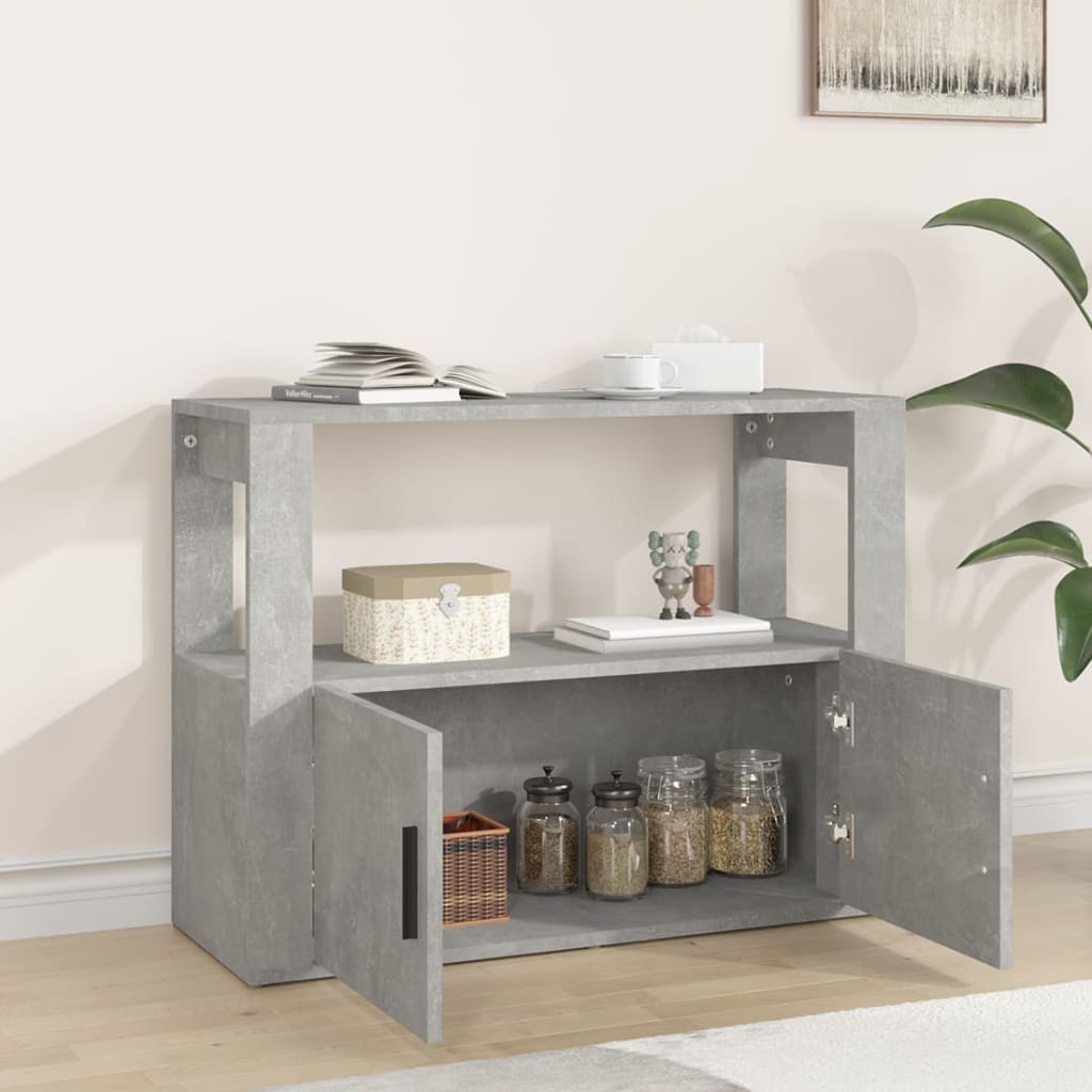 Credenza-Buffet-Armadio da cucina Grigio Cemento 80x30x60 cm in Legno Multistrato