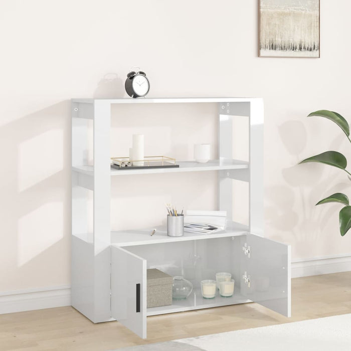 Credenza Bianco Lucido 80x30x90 cm in Legno Multistrato cod mxl 6999