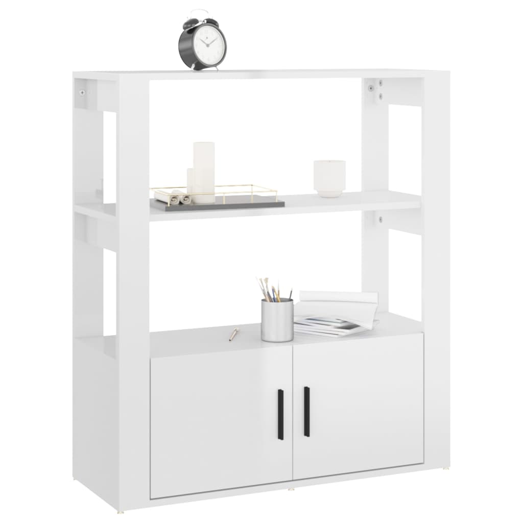 Credenza Bianco Lucido 80x30x90 cm in Legno Multistrato cod mxl 6999