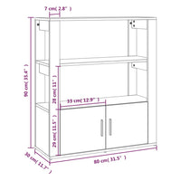 Credenza cassettiera mobile contenitore organizer cucina soggiorno salotto 80 x 30 x 90 cm legno ingegnerizzato grigio 02_0032099