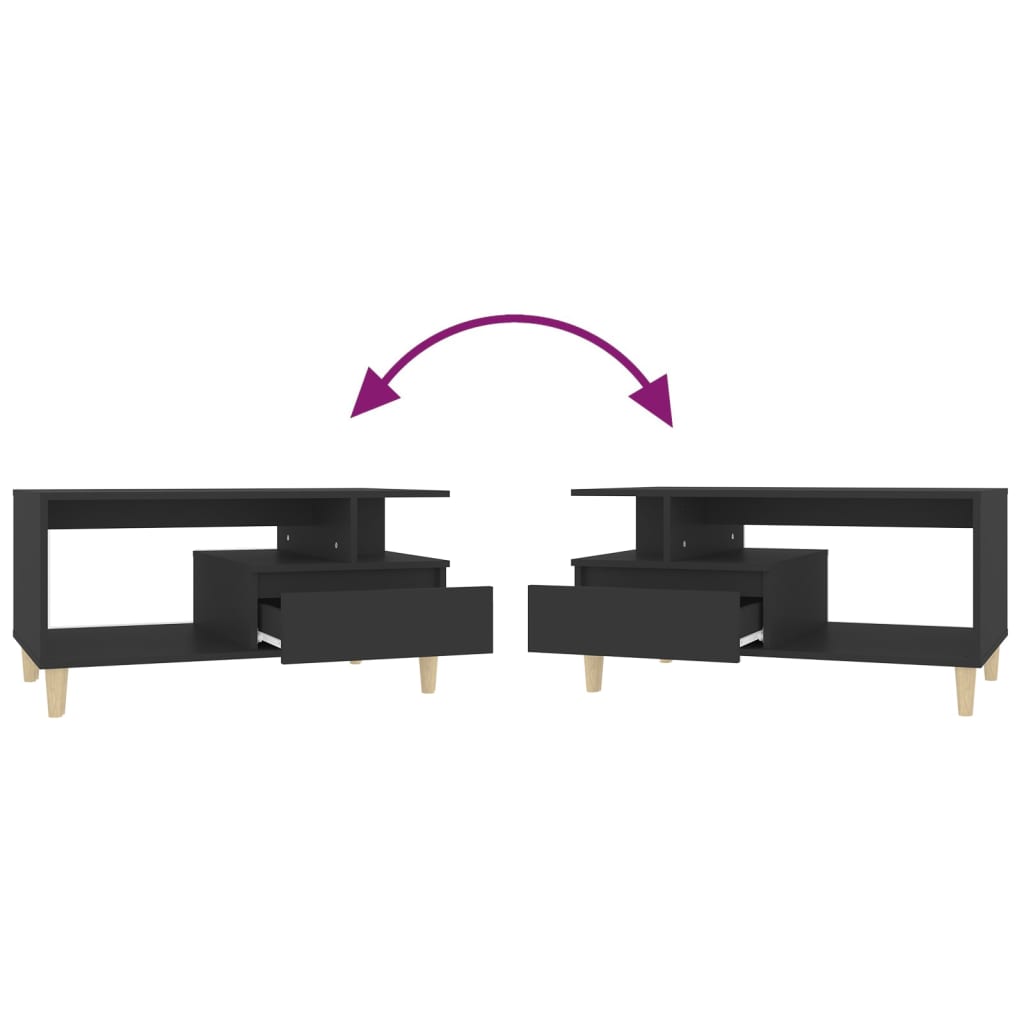 Tavolino da Salotto Nero 90x49x45 cm in Legno Multistrato