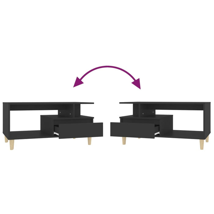 Tavolino da Salotto Nero 90x49x45 cm in Legno Multistrato