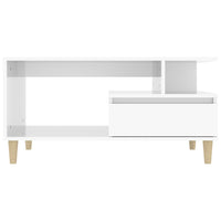 Tavolino da Salotto Bianco Lucido 90x49x45 cm Legno Multistrato 819614