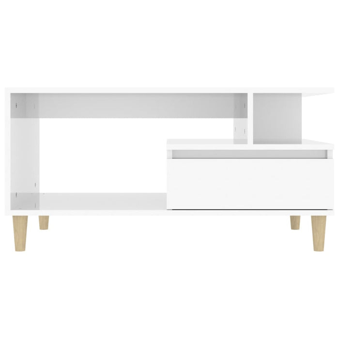 Tavolino da Salotto Bianco Lucido 90x49x45 cm Legno Multistrato 819614