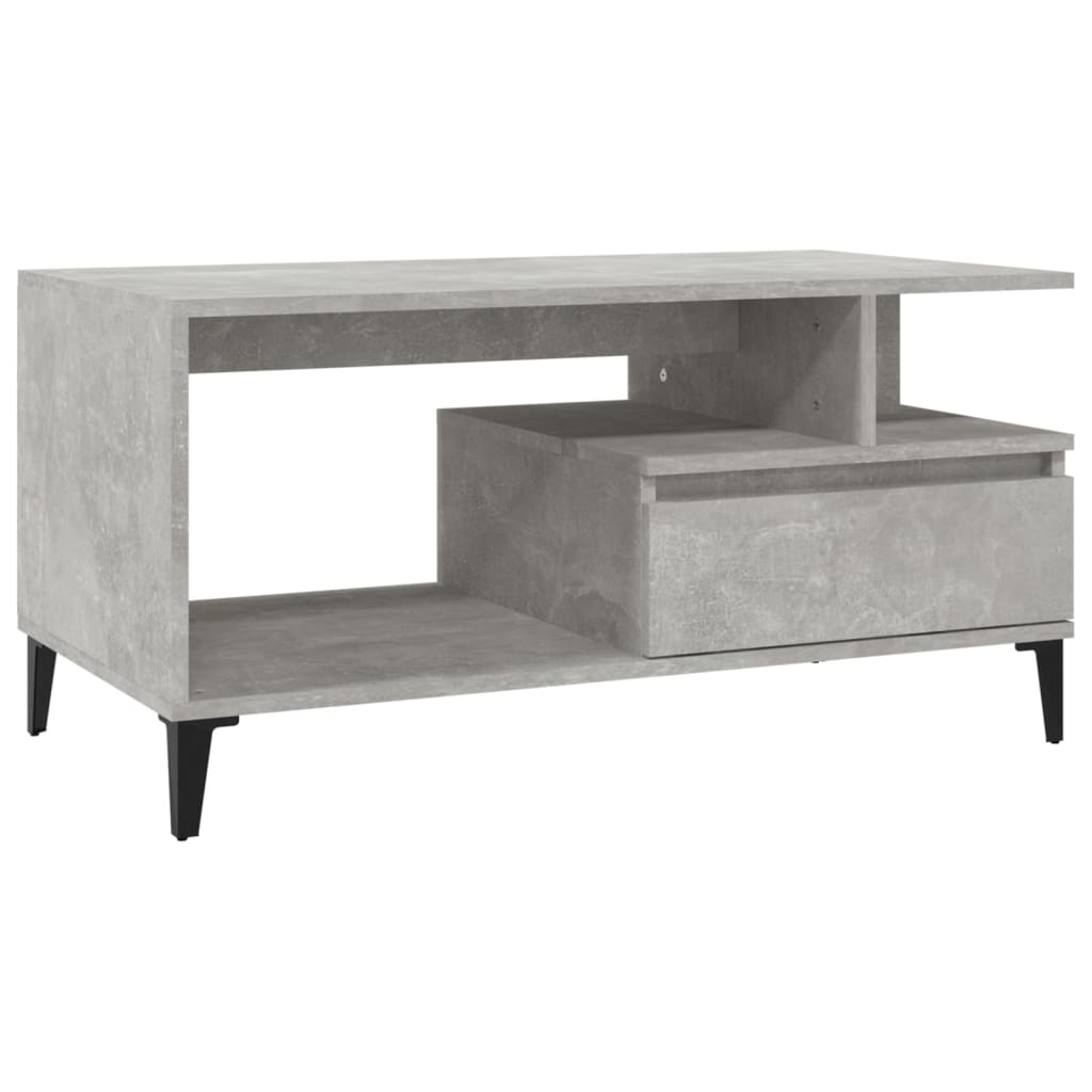 Tavolino Salotto Grigio Cemento 90x49x45 cm Legno Multistrato cod mxl 27000