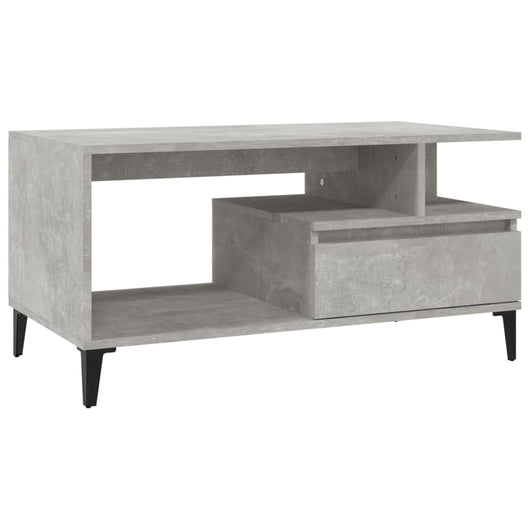 Tavolino Salotto Grigio Cemento 90x49x45 cm Legno Multistrato 819624