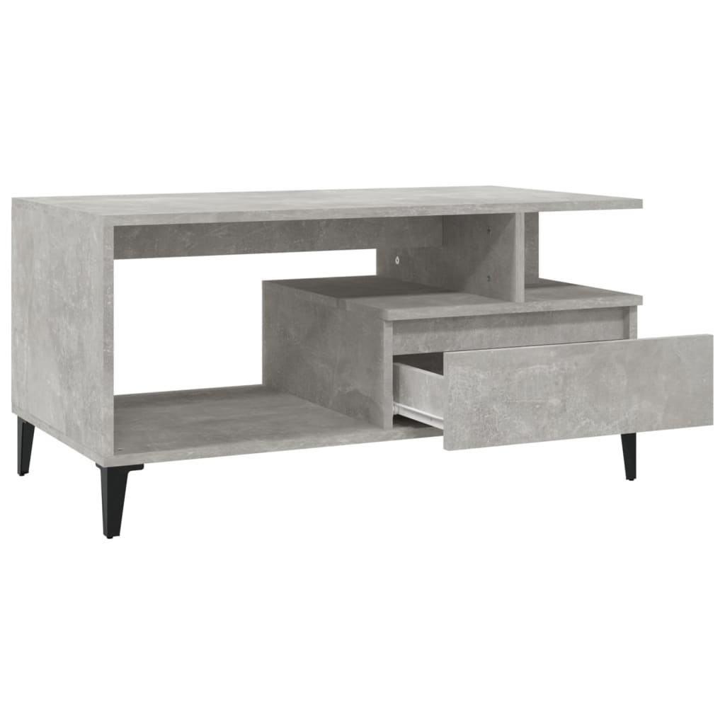 Tavolino Salotto Grigio Cemento 90x49x45 cm Legno Multistrato 819624