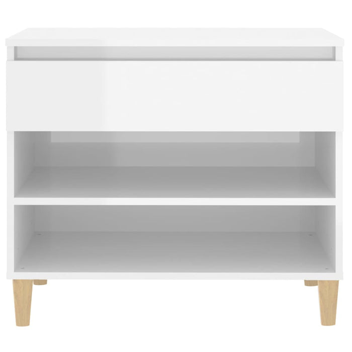 Scarpiera Bianco Lucido 70x36x60 cm in Legno Multistrato 819758