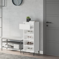 Scarpiera Bianco Lucido 40x36x105 cm in Legno Multistrato 819782