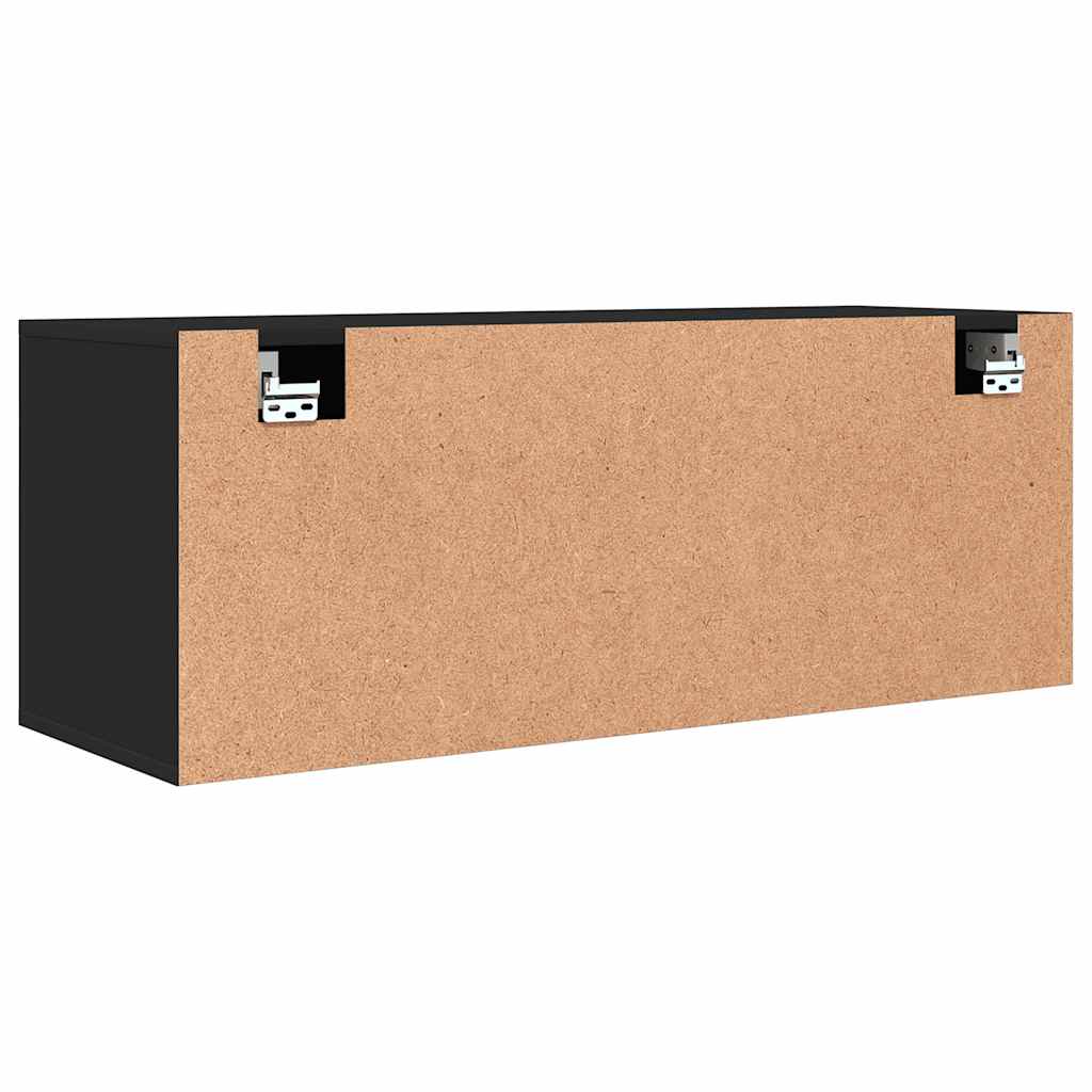 Scarpiera a Muro Nero 100x35x38 cm in Legno Multistrato 821021