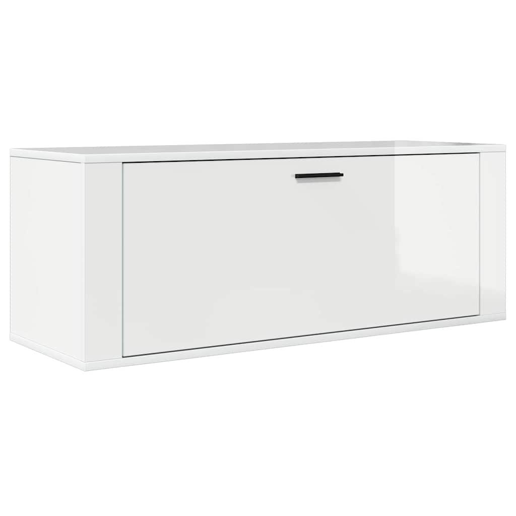 Scarpiera Bianco Lucido 100x35x38 cm in Legno Multistrato 821022