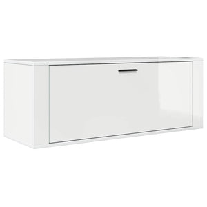 Scarpiera Bianco Lucido 100x35x38 cm in Legno Multistrato 821022