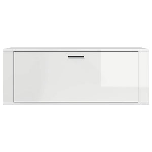 Scarpiera Bianco Lucido 100x35x38 cm in Legno Multistrato 821022