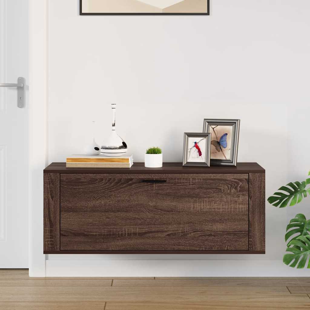 Scarpiera a Muro Rovere Marrone100x35x38cm in Legno Multistrato 821027