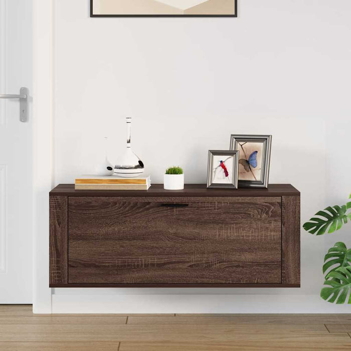 Scarpiera a Muro Rovere Marrone100x35x38cm in Legno Multistrato 821027