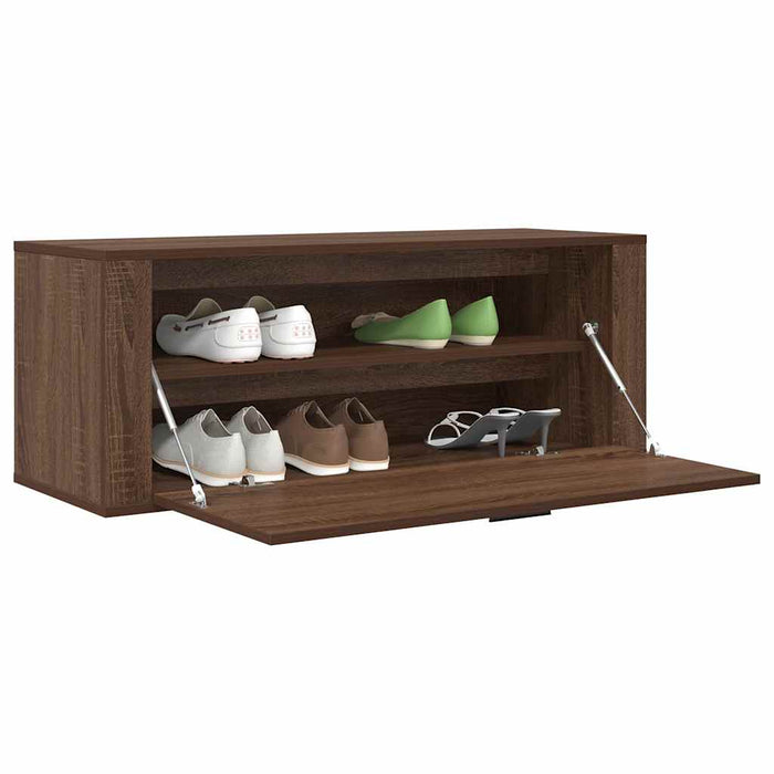 Scarpiera a Muro Rovere Marrone100x35x38cm in Legno Multistrato 821027