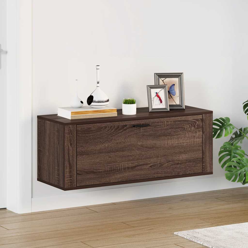 Scarpiera a Muro Rovere Marrone100x35x38cm in Legno Multistrato 821027