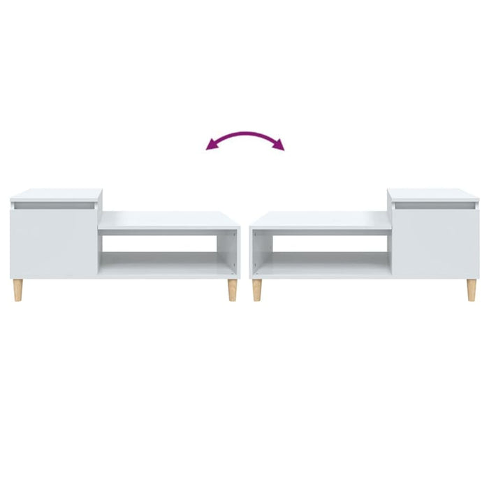 Tavolino da Salotto Bianco Lucido 100x50x45cm Legno Multistrato cod mxl 10136