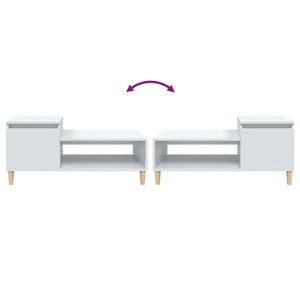 Tavolino da Salotto Bianco Lucido 100x50x45cm Legno Multistrato 821126
