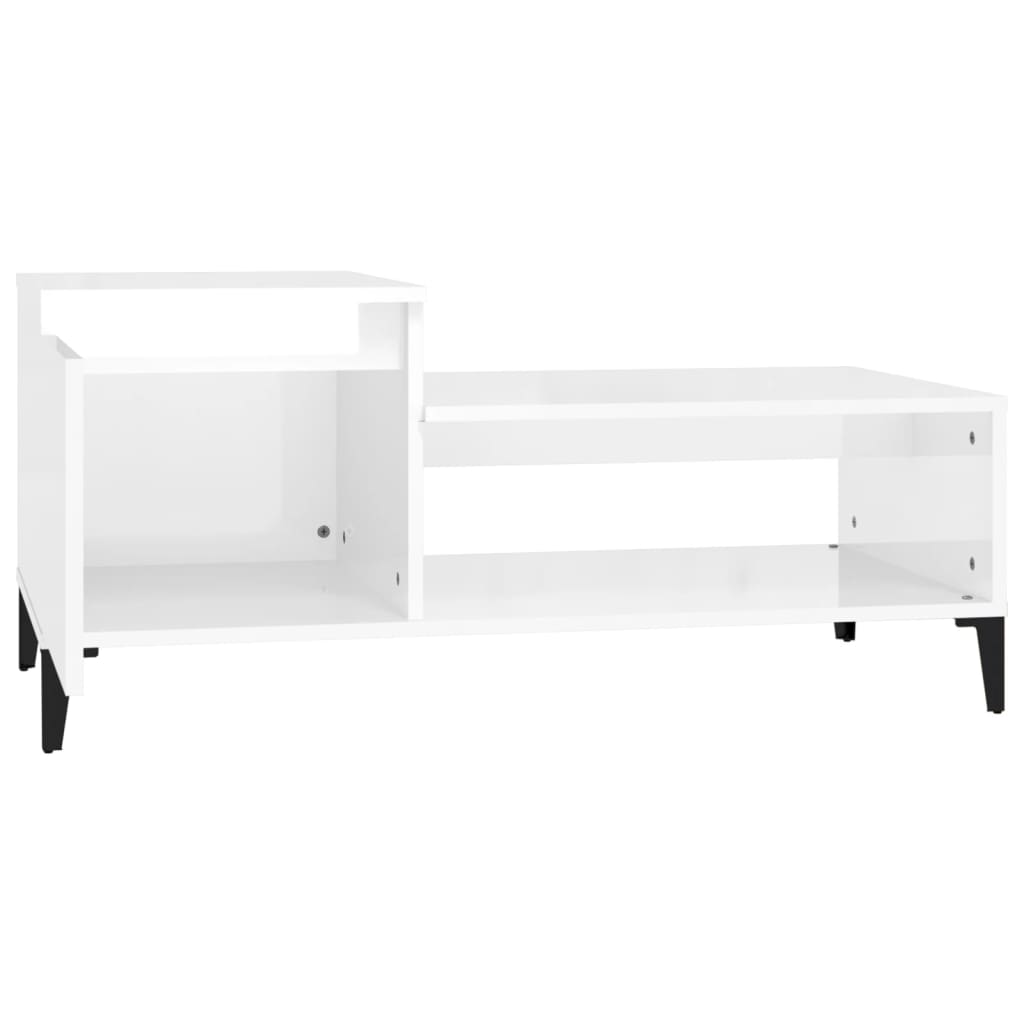 Tavolino da Salotto Bianco Lucido 100x50x45cm Legno Multistrato cod mxl 23488