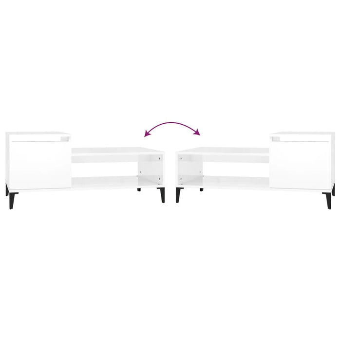 Tavolino da Salotto Bianco Lucido 100x50x45cm Legno Multistrato 821134