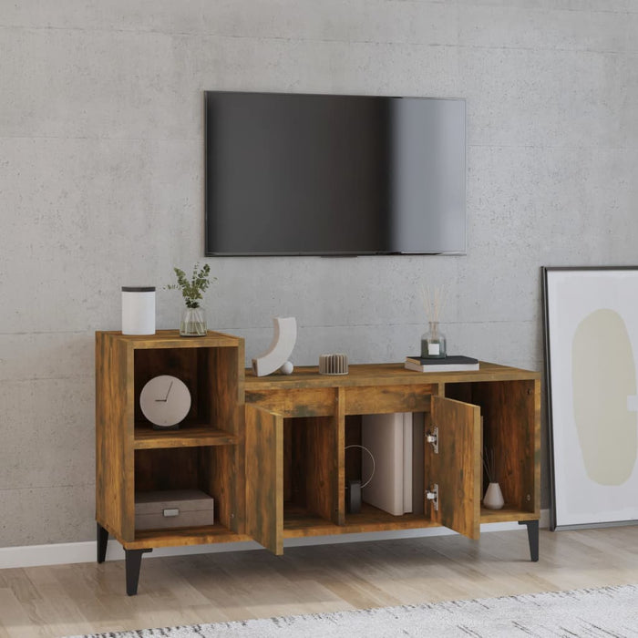 Mobile TV Rovere Fumo 100x35x55 cm in Legno Multistrato 821185