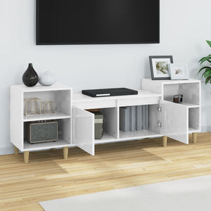 Mobile Porta TV Bianco Lucido 160x35x55 cm in Legno Multistrato cod mxl 26429
