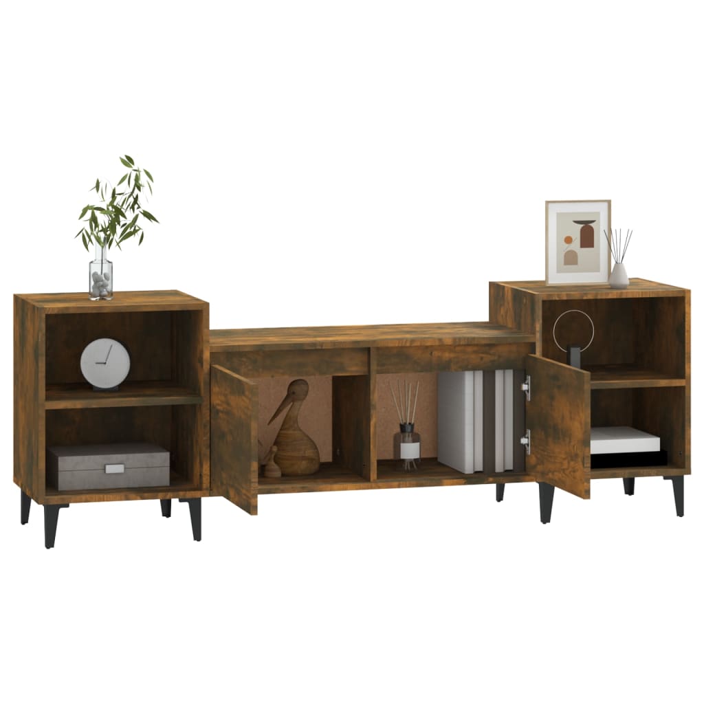 Mobile TV Rovere Fumo 160x35x55 cm in Legno Multistrato 821201