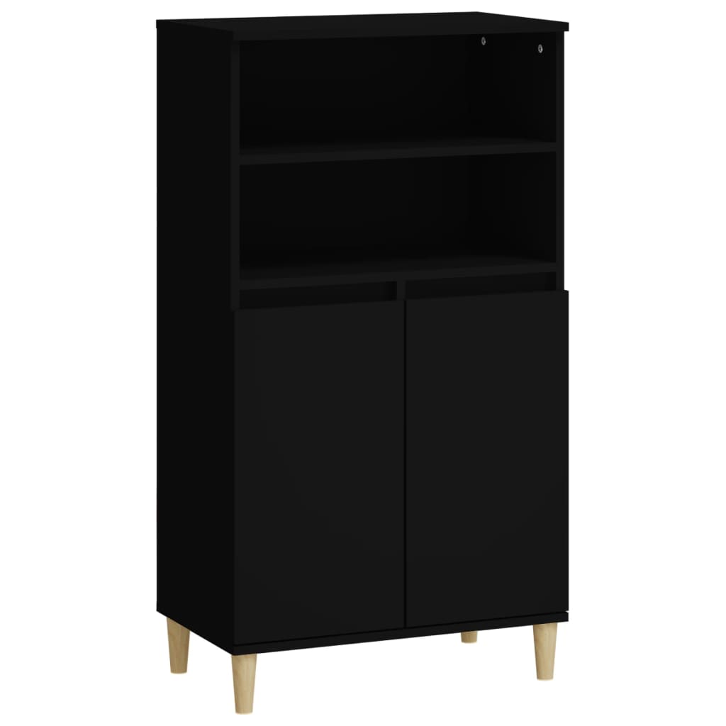 Credenza-Buffet-Armadio da cucina Nera 60x36x110 cm in Legno Multistrato