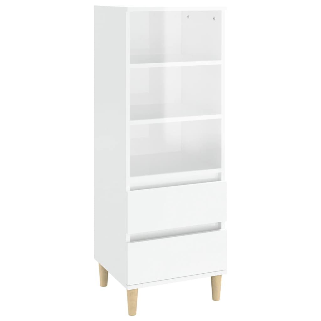 Credenza Bianco Lucido 40x36x110 cm in Legno Multistrato 821238