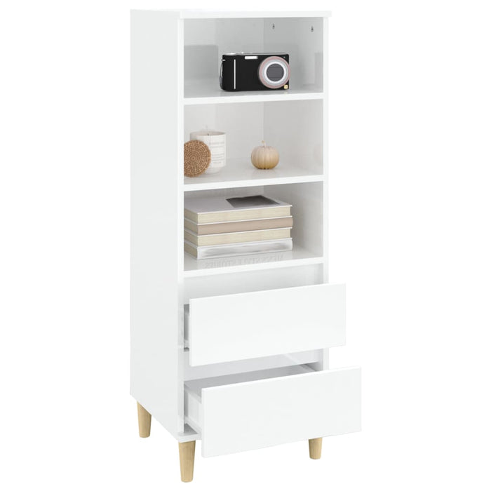 Credenza Bianco Lucido 40x36x110 cm in Legno Multistrato 821238