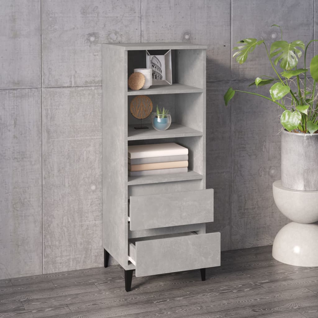 Credenza-Buffet-Armadio da cucina Grigio Cemento 40x36x110 cm in Legno Multistrato 598590