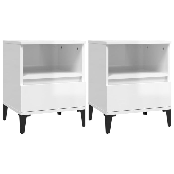 Comodini 2 pz in Bianco Lucido 40x35x50 cm 821815