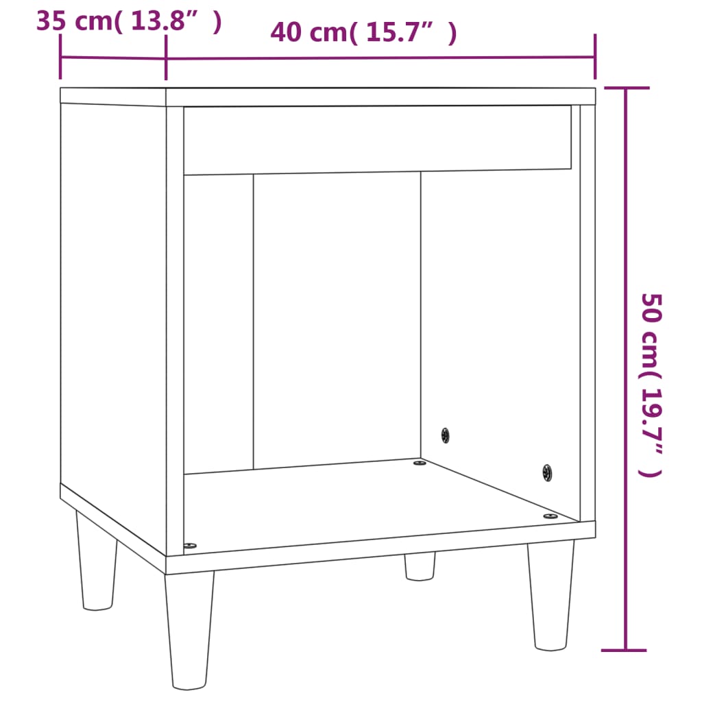 Comodino Bianco 40x35x50 cm in Legno Multistrato 821858