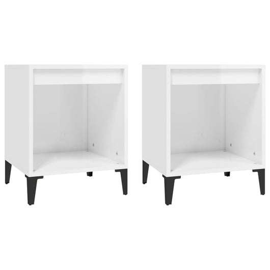Comodini 2 pz in Bianco Lucido 40x35x50 cm 821879
