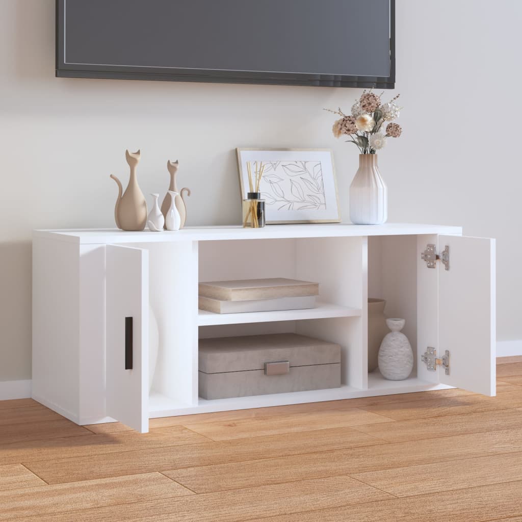 Mobile Porta TV-Mobile per TV-Credenza TV Bianco 100x35x40 cm in Legno Multistrato 255109