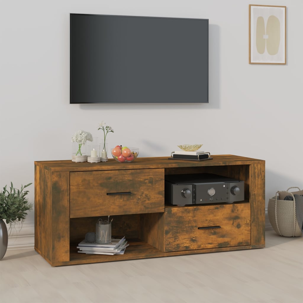 Mobile TV Rovere Fumo 100x35x40 cm in Legno Multistrato 823104