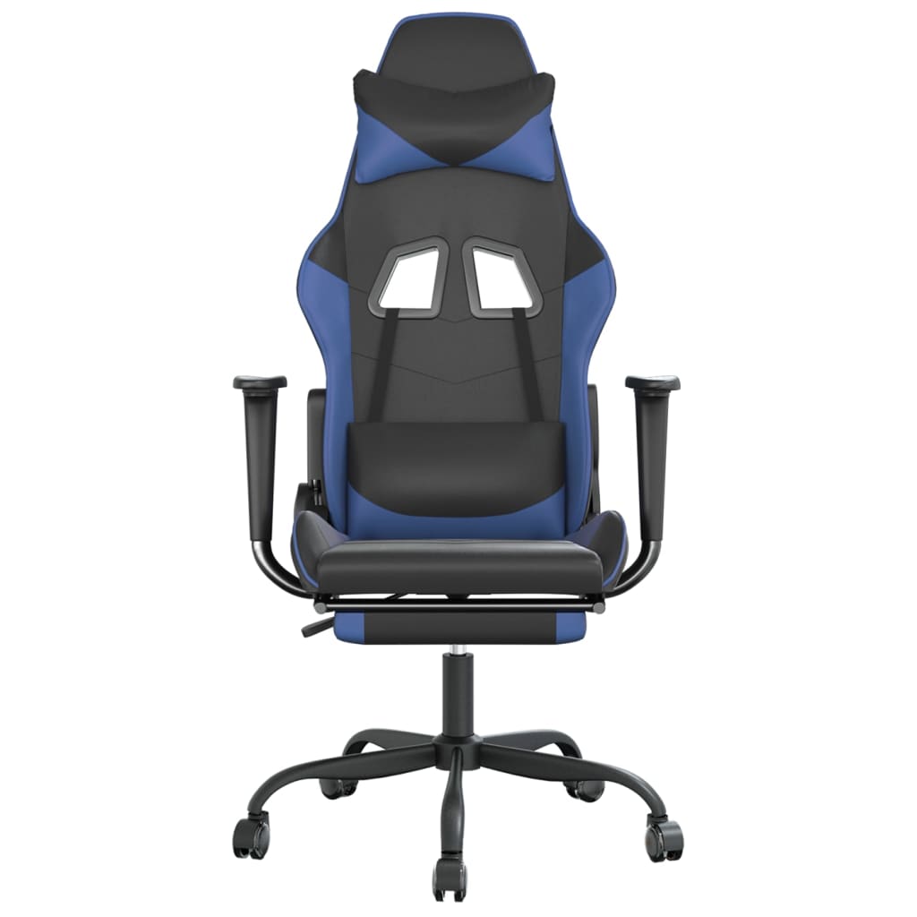 Sedia da Gaming con Poggiapiedi Nero e Blu in Similpelle cod mxl 62085