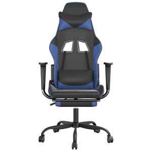 Sedia da Gaming con Poggiapiedi Nero e Blu in Similpelle cod mxl 62085