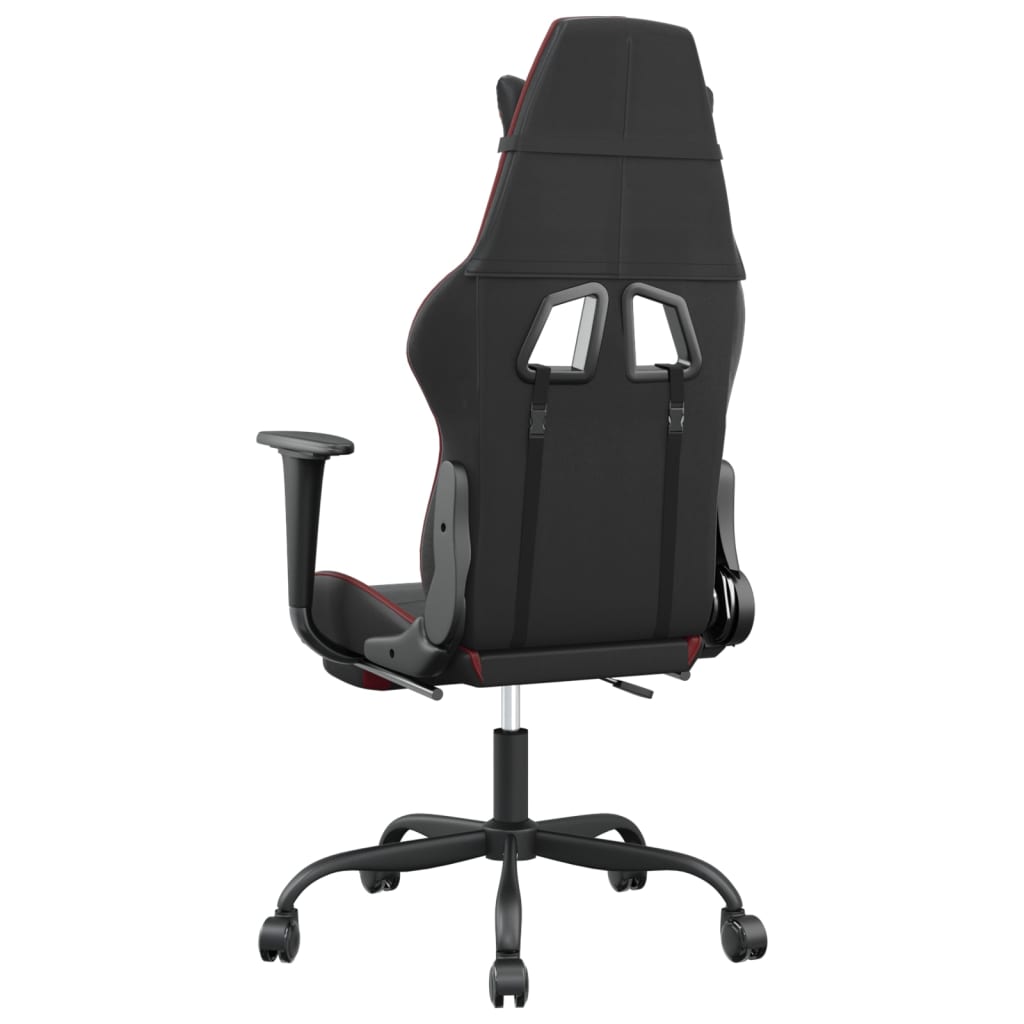Sedia da Gaming con Poggiapiedi Nero e Rosso Vino in Similpelle cod mxl 62062