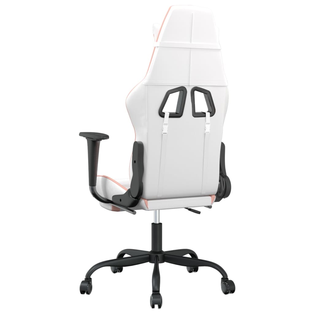Sedia da Gaming con Poggiapiedi Bianco e Rosa in Similpelle cod mxl 57641