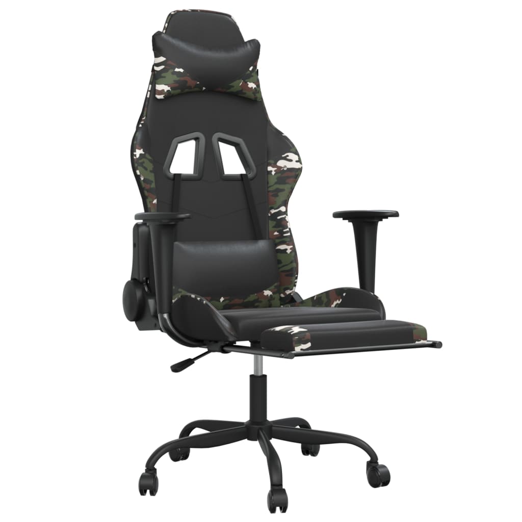 Sedia da Gaming con Poggiapiedi Nero e Mimetico in Similpelle 3143664