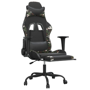 Sedia da Gaming con Poggiapiedi Nero e Mimetico in Similpelle 3143664