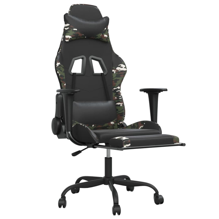 Sedia da Gaming con Poggiapiedi Nero e Mimetico in Similpelle 3143664
